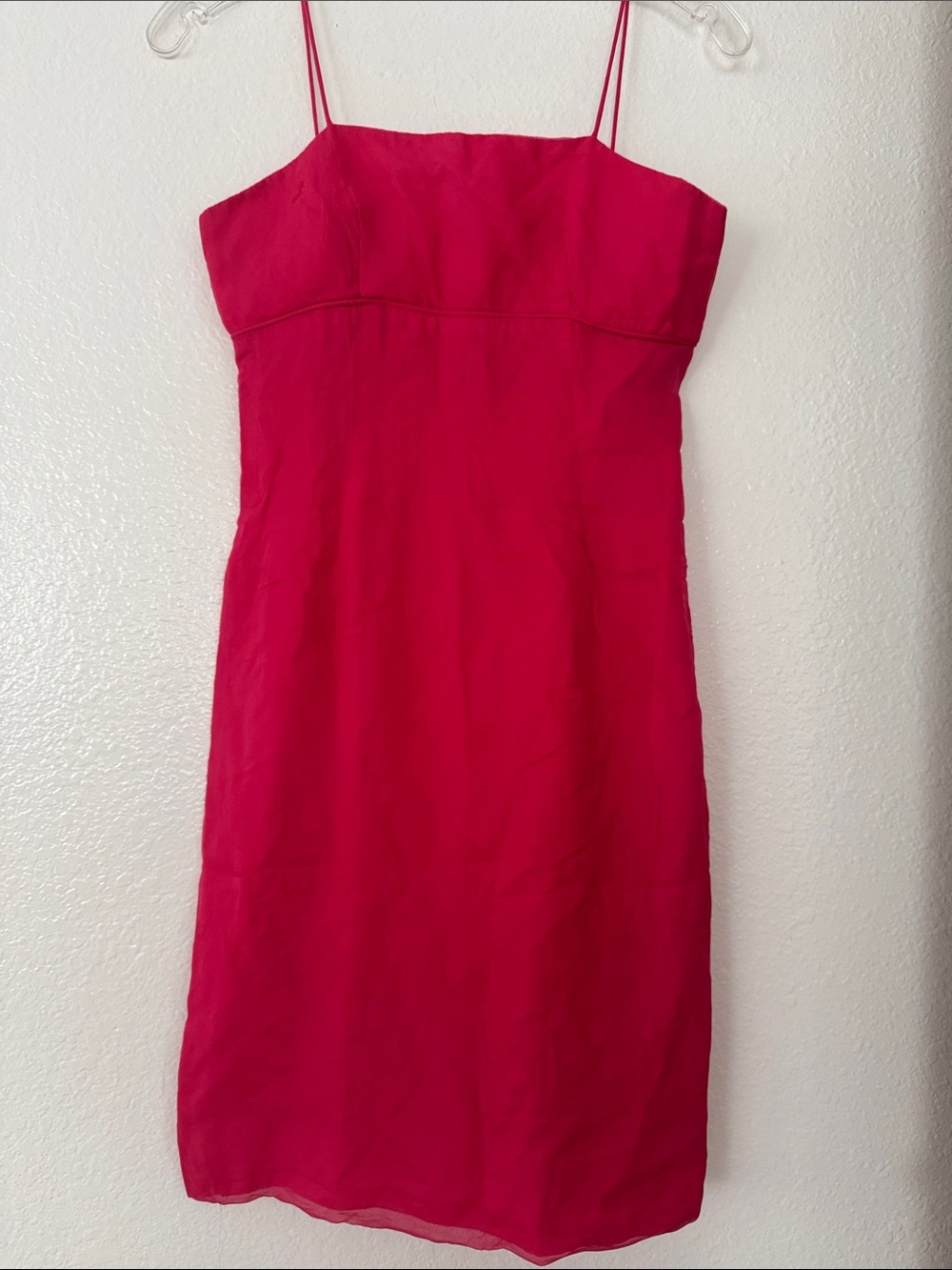 Sleeveless Hot Pink Midi Dress with Spaghetti Straps